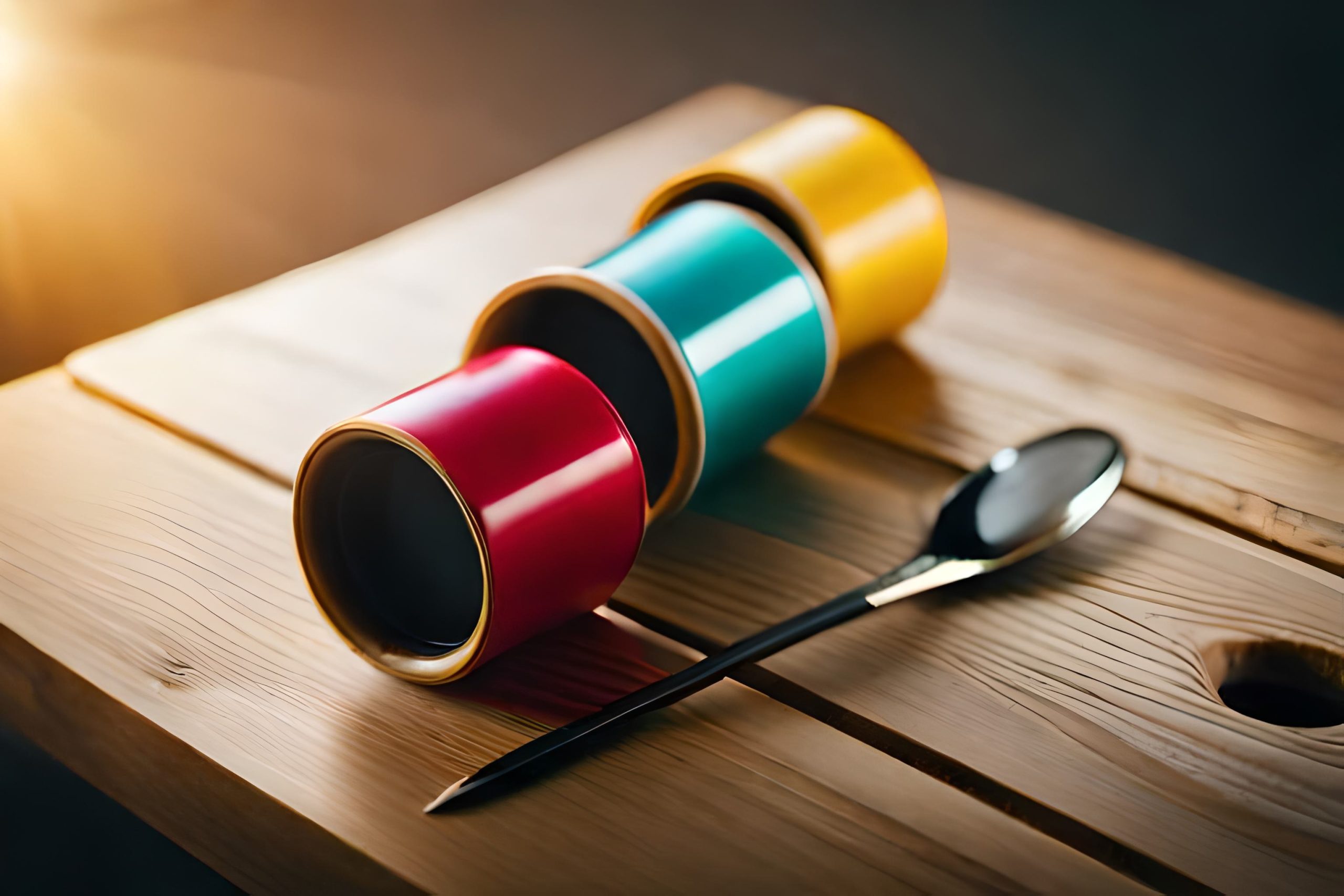 pair-colorful-cups-are-table-with-one-being-used-as-spoon